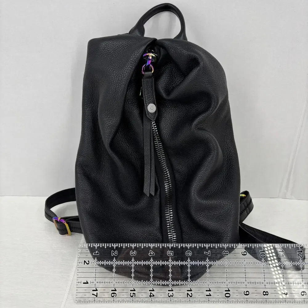 Aimee Kestenberg Tamitha Backpack‎ Black Pebbled Leather Handbag Purse